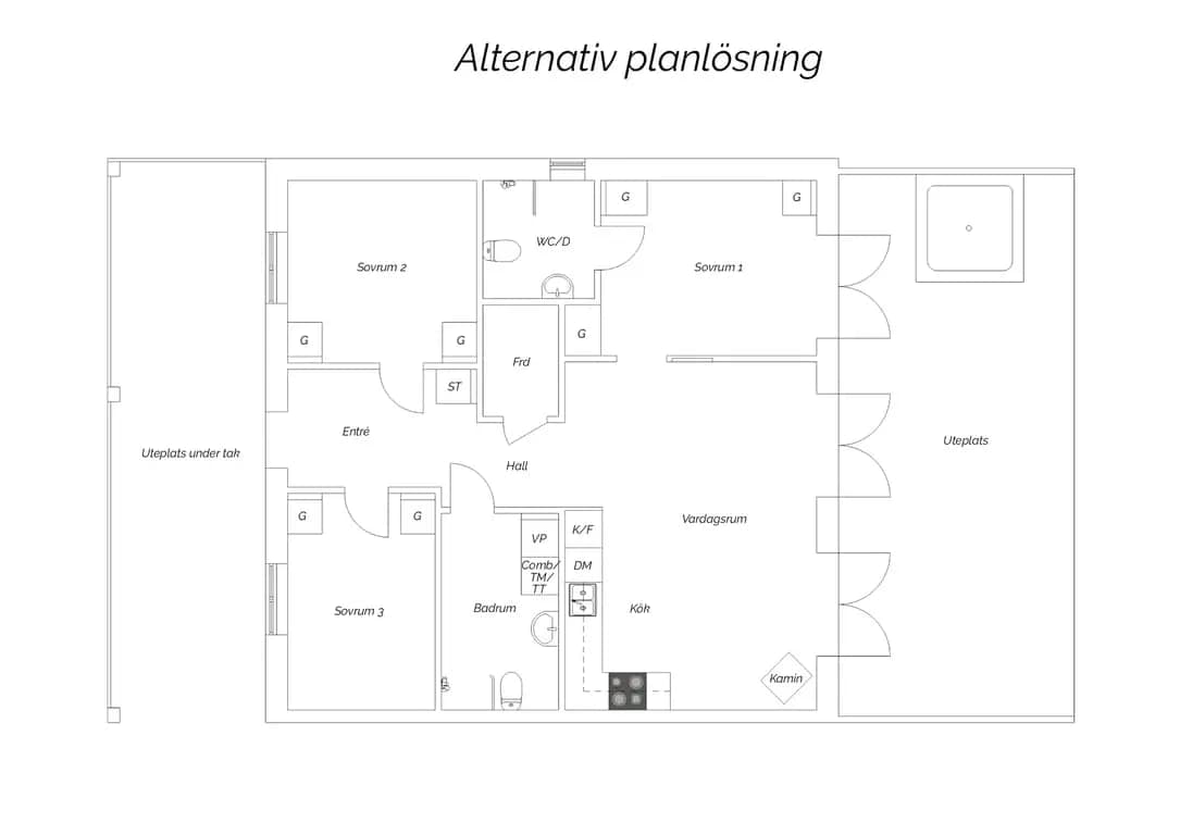 Planritning för Hjälmarödsvägen 14D 4 RoK