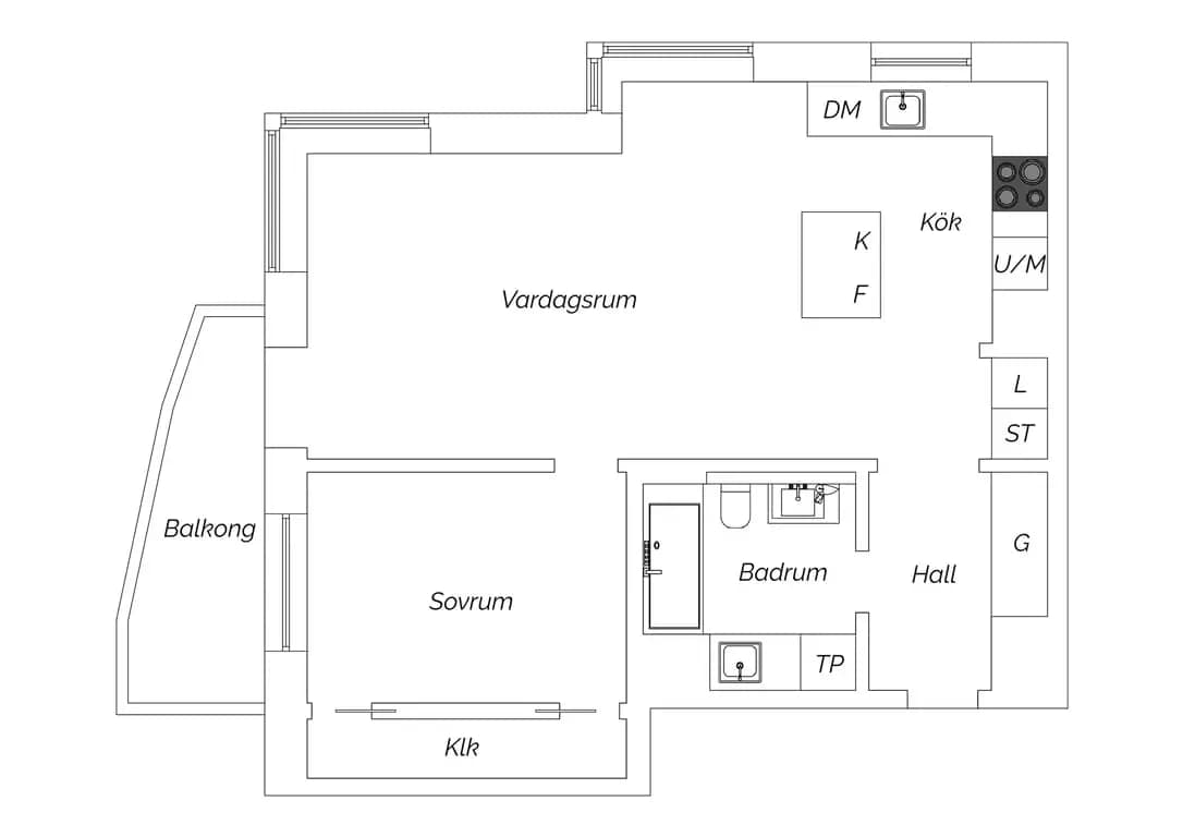 Planritning för Baltzarsgatan 14F