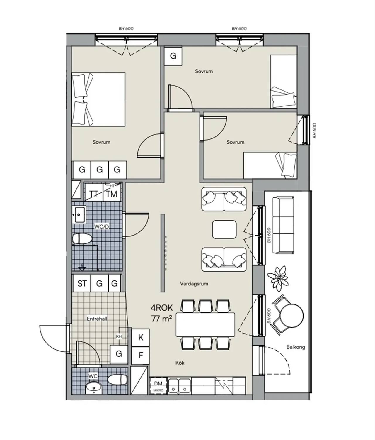 Floor plan for Archimedesgränd, lgh 1103