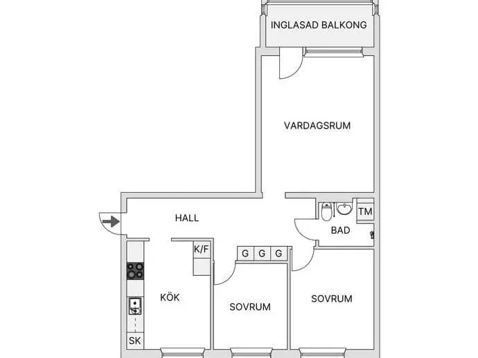 Planritning för Byggmästaregatan 2G