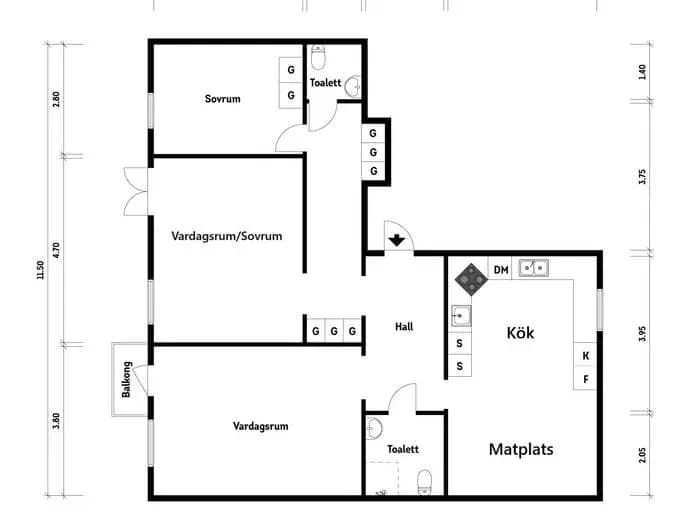 Planritning för Möllegatan 6C