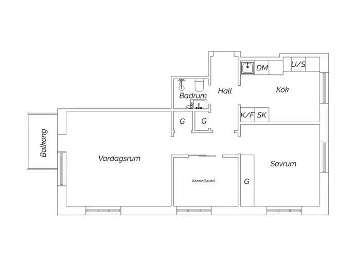 Floor plan for Södra Esplanaden 20D