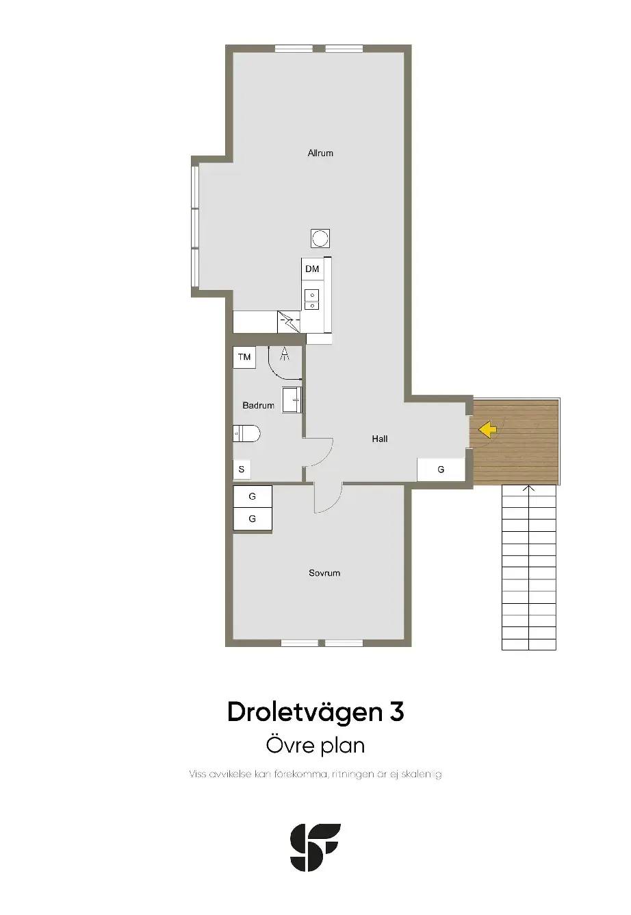 Planritning för Droletvägen 3