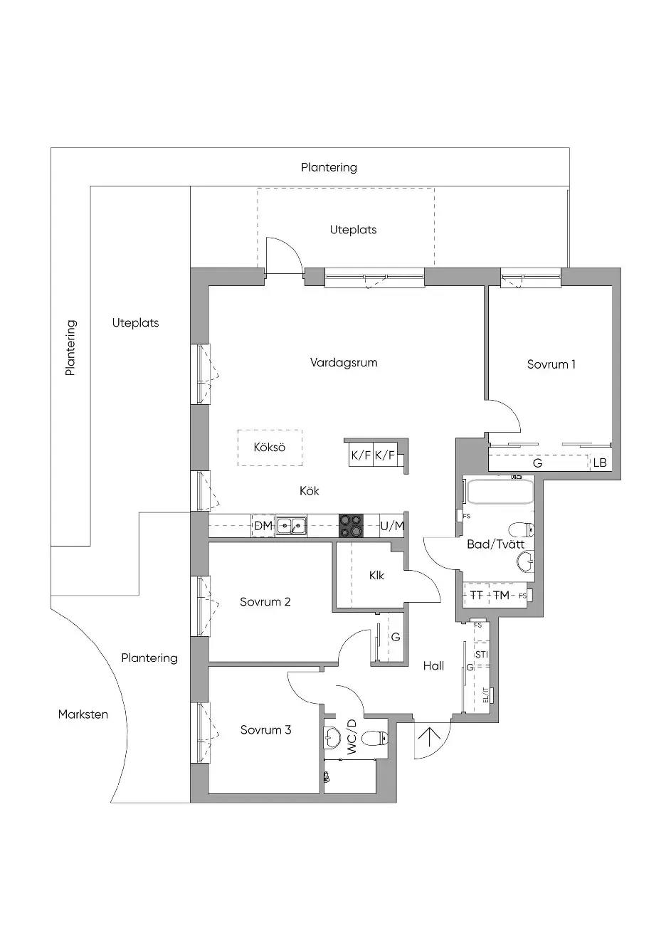 Floor plan for Helgas väg