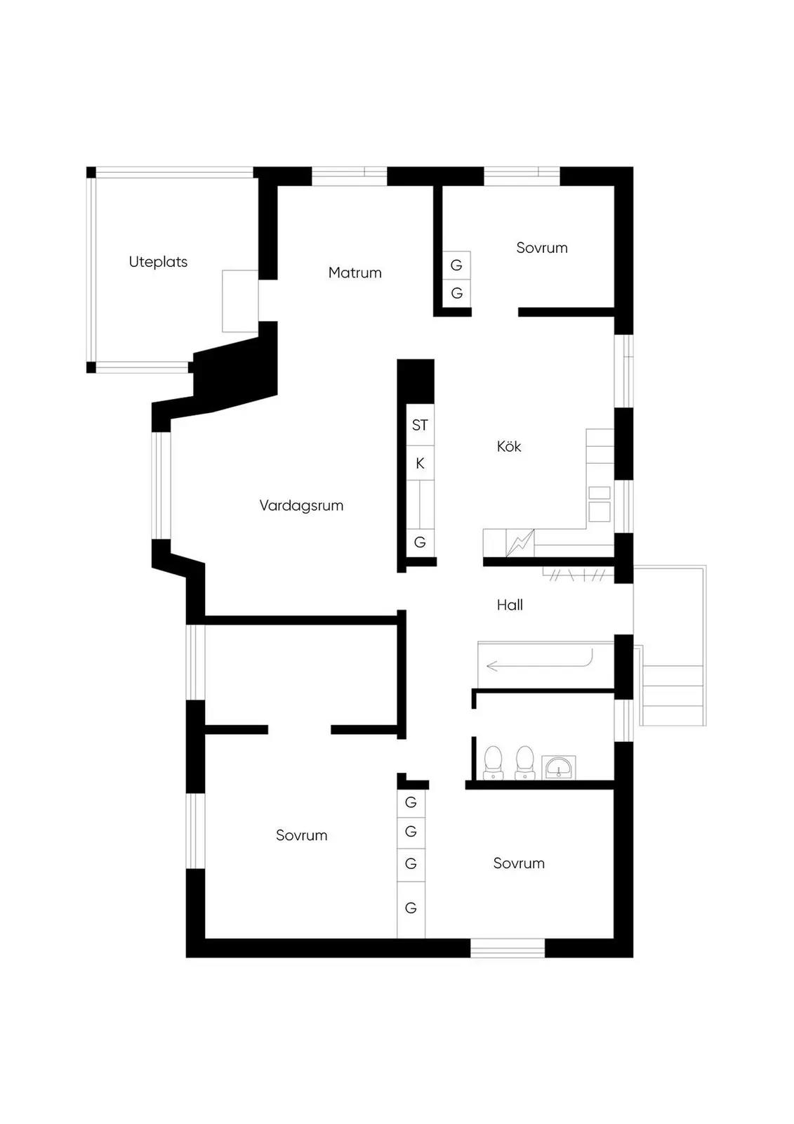 Planritning för Saravägen