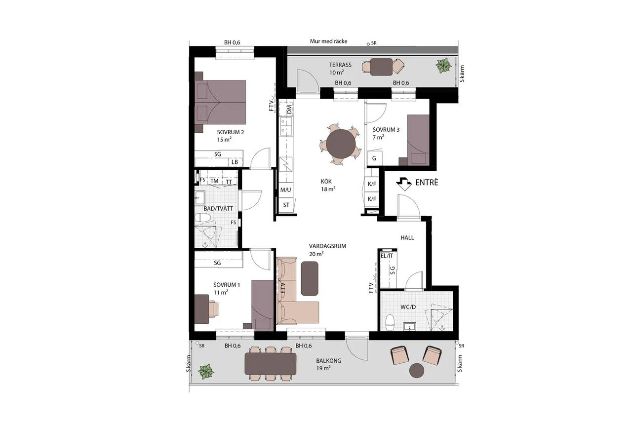 Floor plan for Spinnerigatan 5