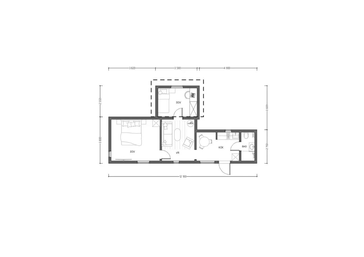 Planritning för Norra Hagvägen 6A