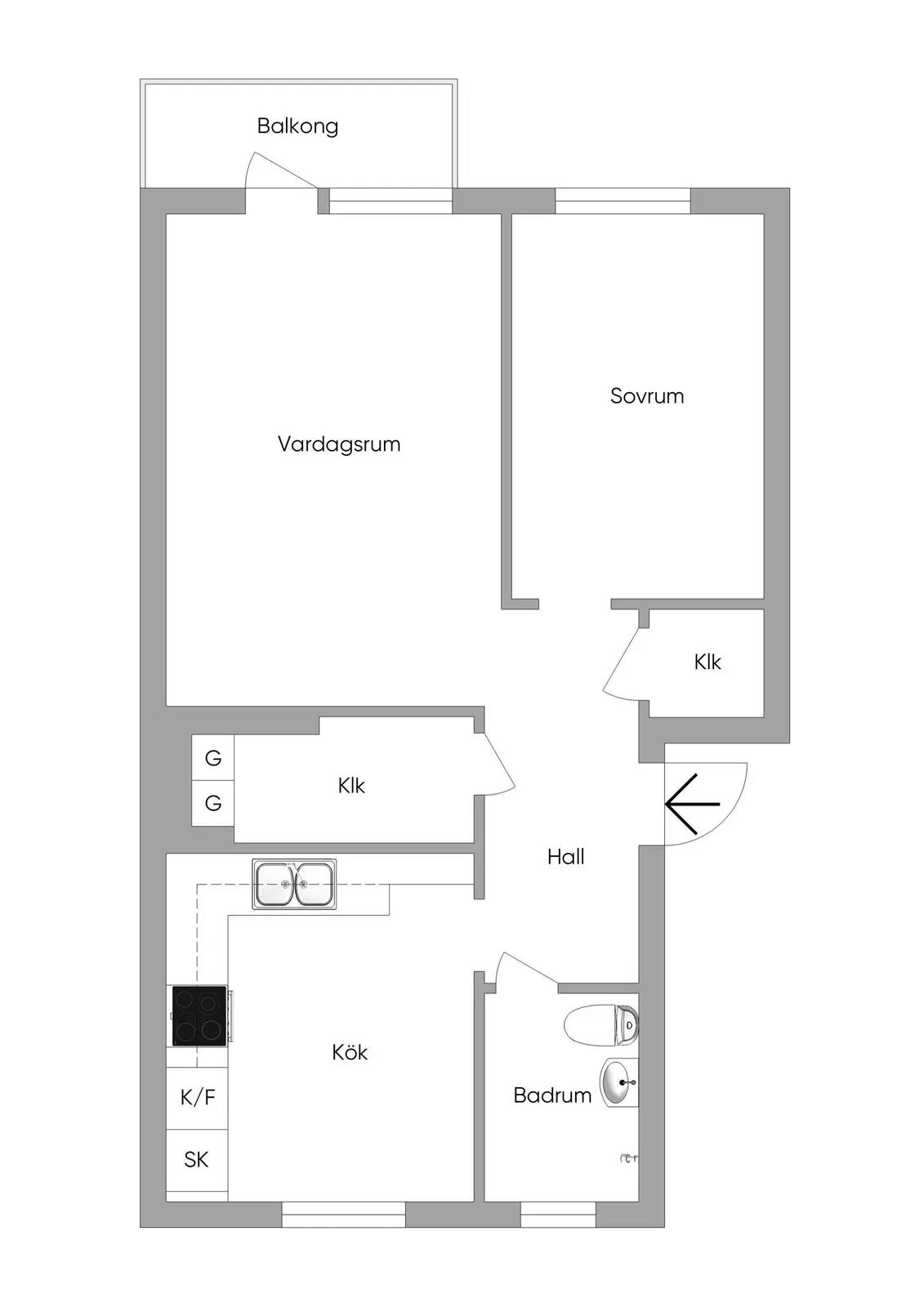 Planritning för Slättadammsgatan 7B