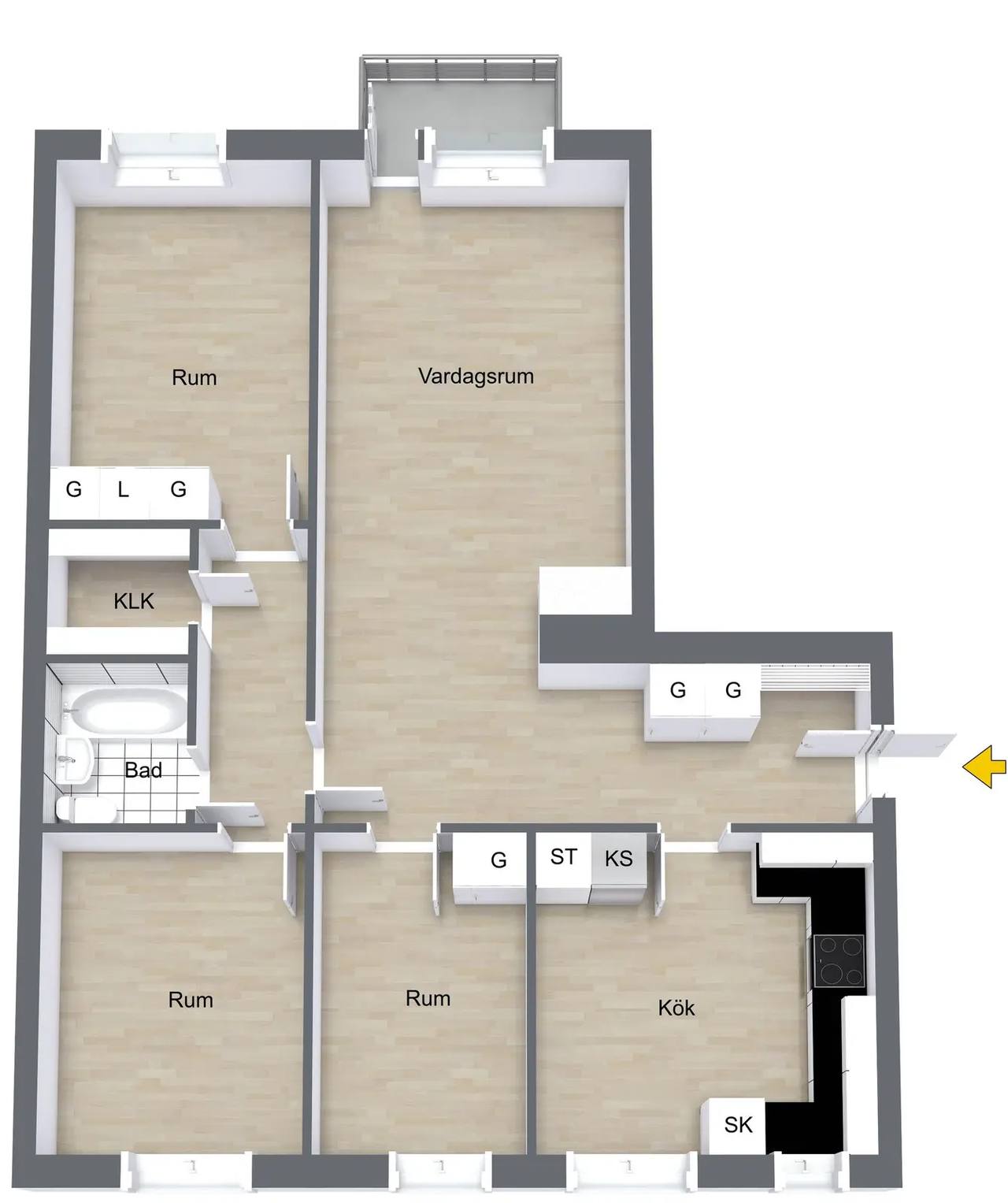 Floor plan for Gästgivarvägen 1B