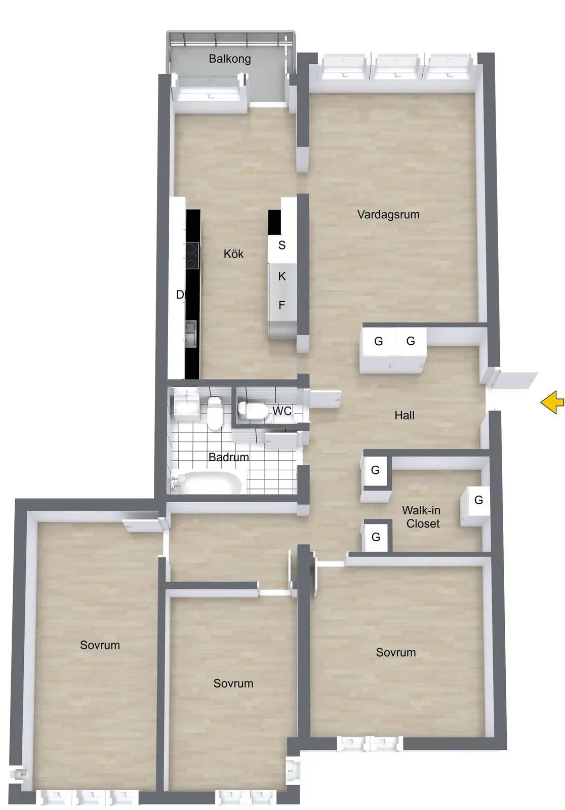 Floor plan for Pärlugglegränd 8