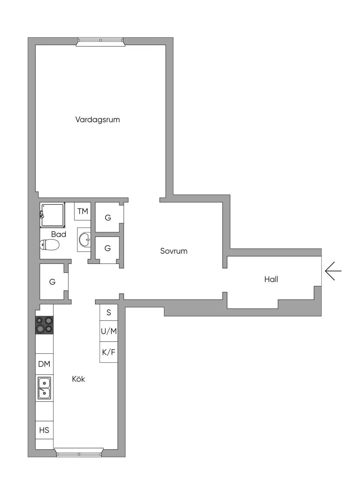 Floor plan for Fredsgatan 9B