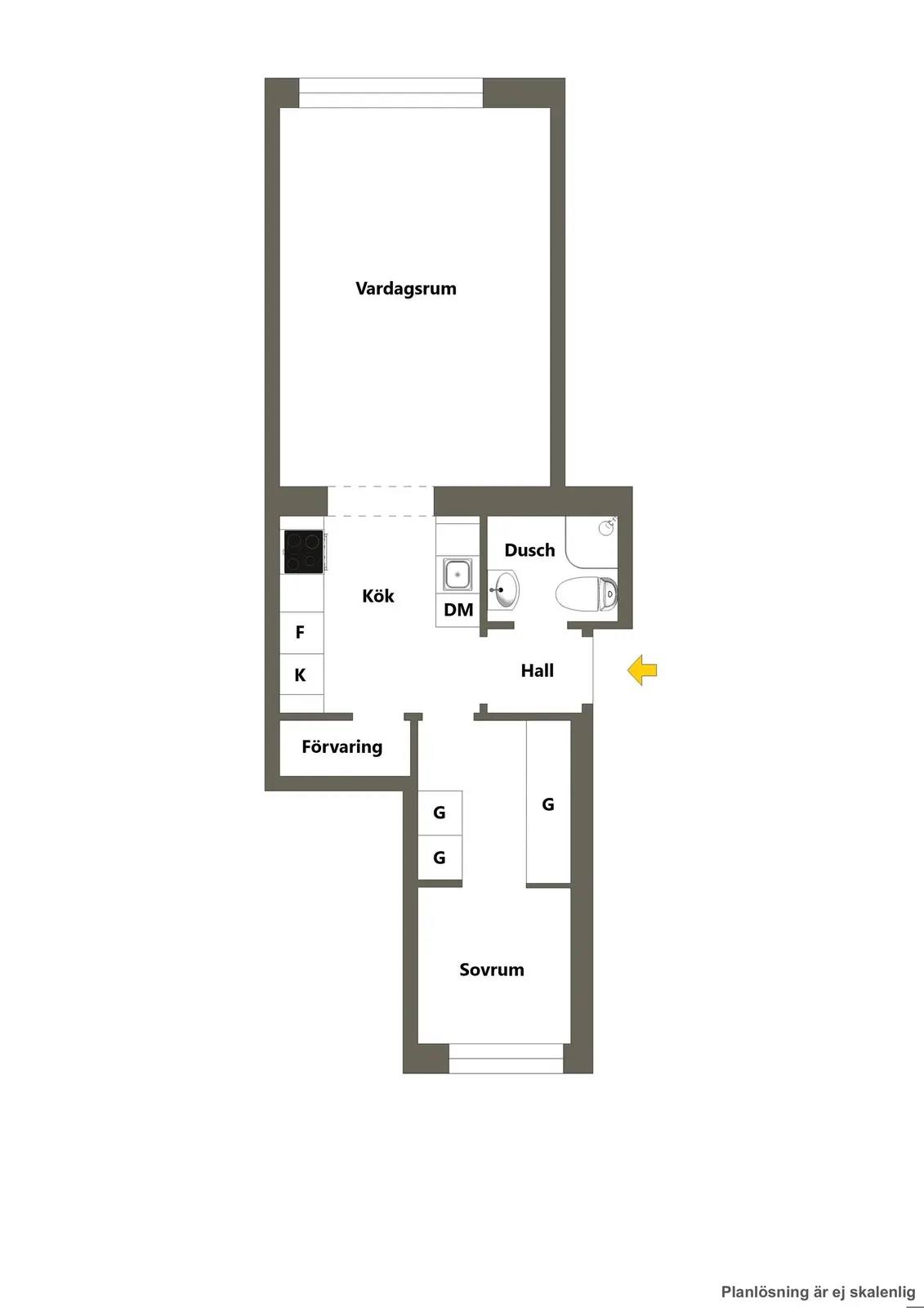 Floor plan for Svandammsvägen 21A, vån 2 av 4