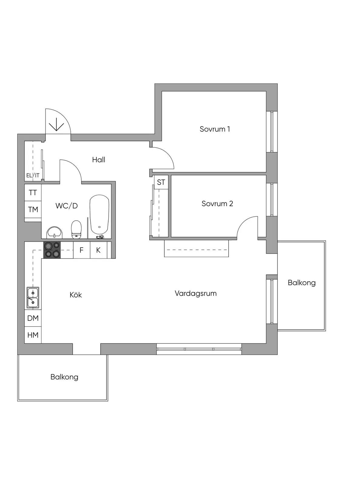 Floor plan for Jakobsdalsvägen 18, vån 5 av 5