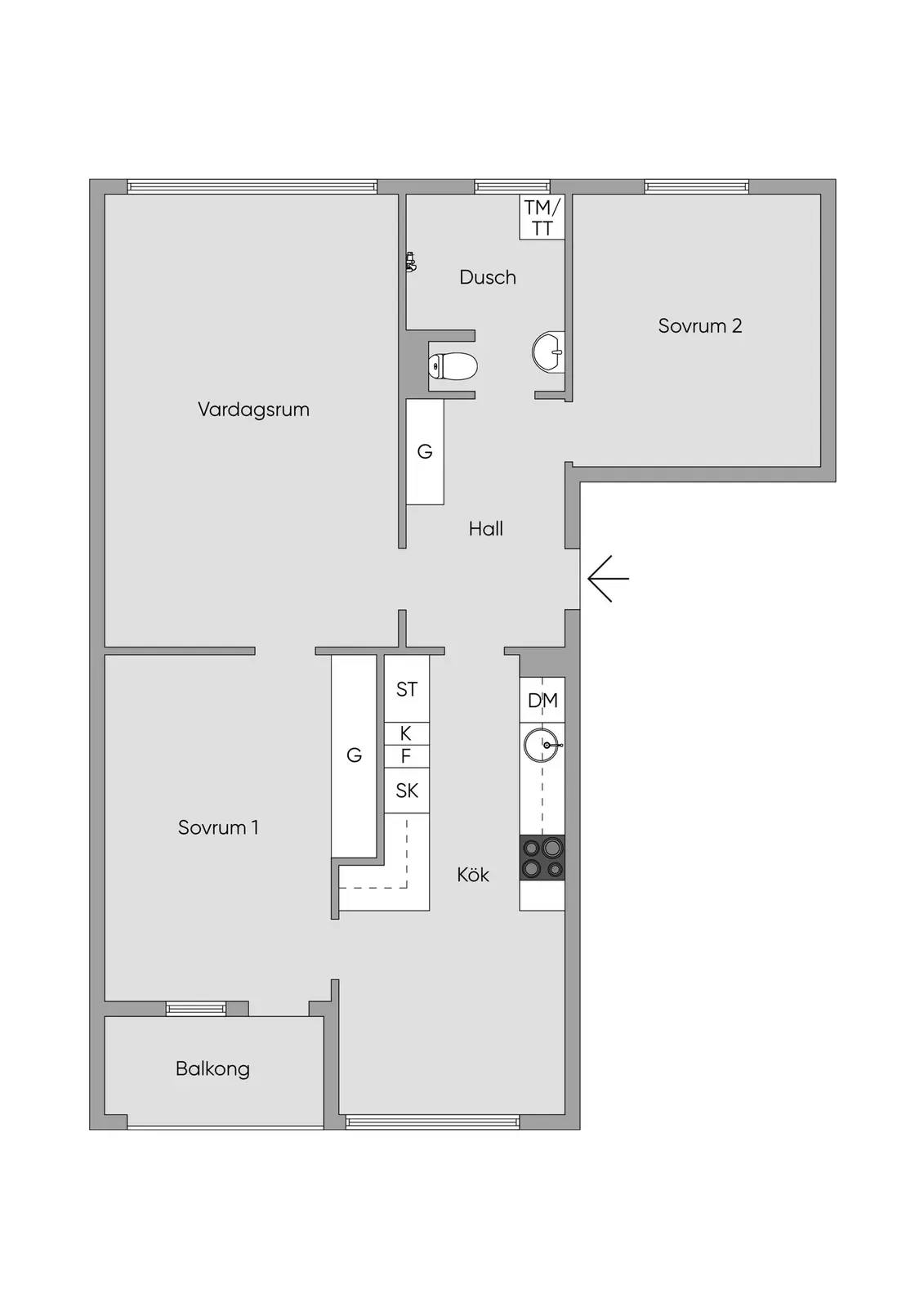 Planritning för Heimdalsgatan 32, 1TR