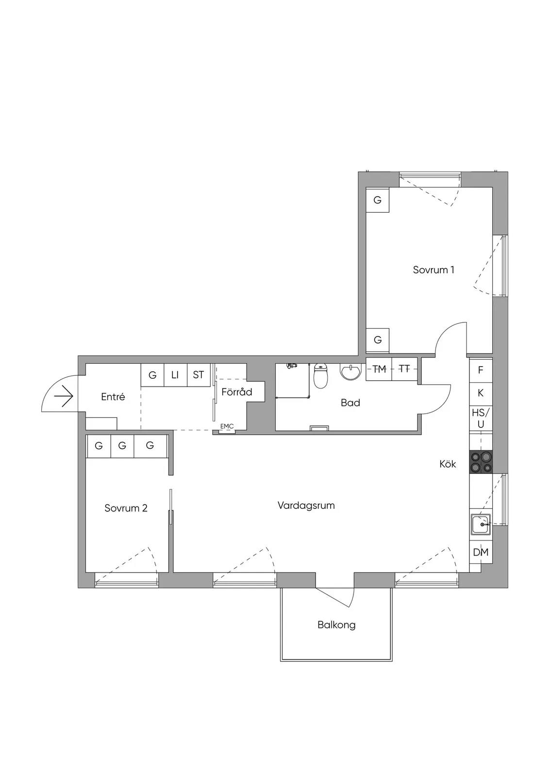Floor plan for Fribordsgränd 5 vån 6/6