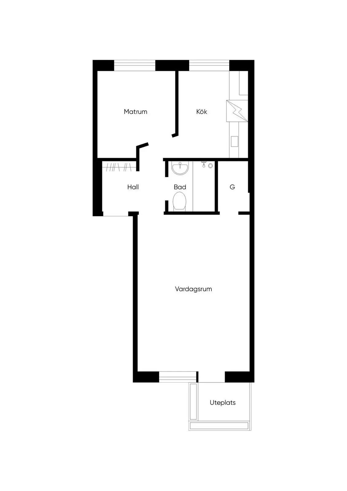 Floor plan for Torggatan 6B