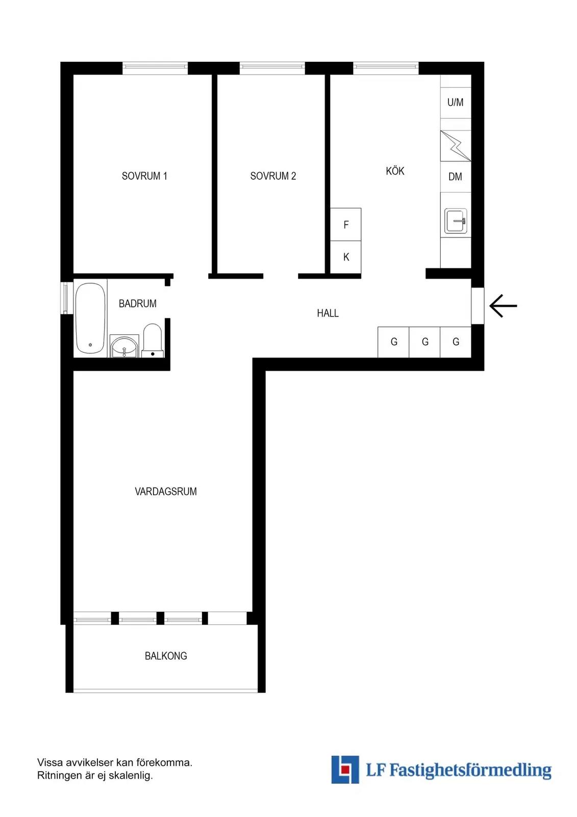 Planritning för Kruthornsvägen 3B