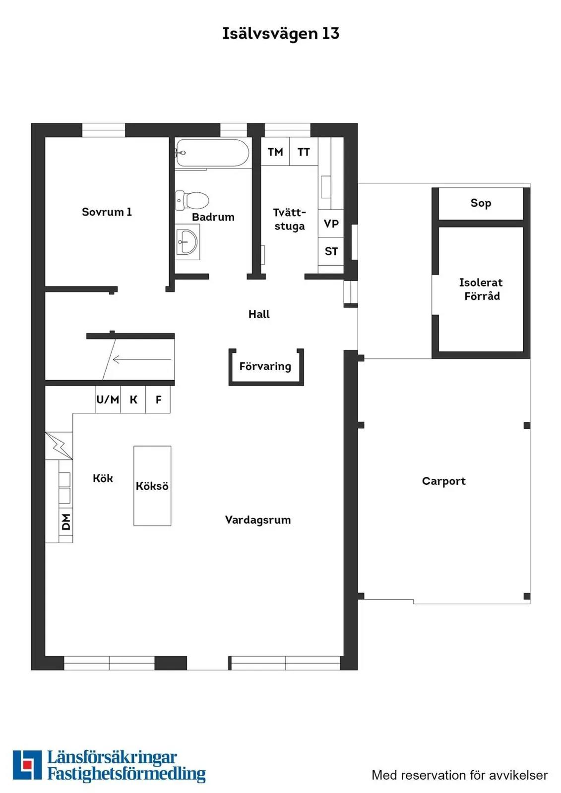 Planritning för Isälvsvägen 13