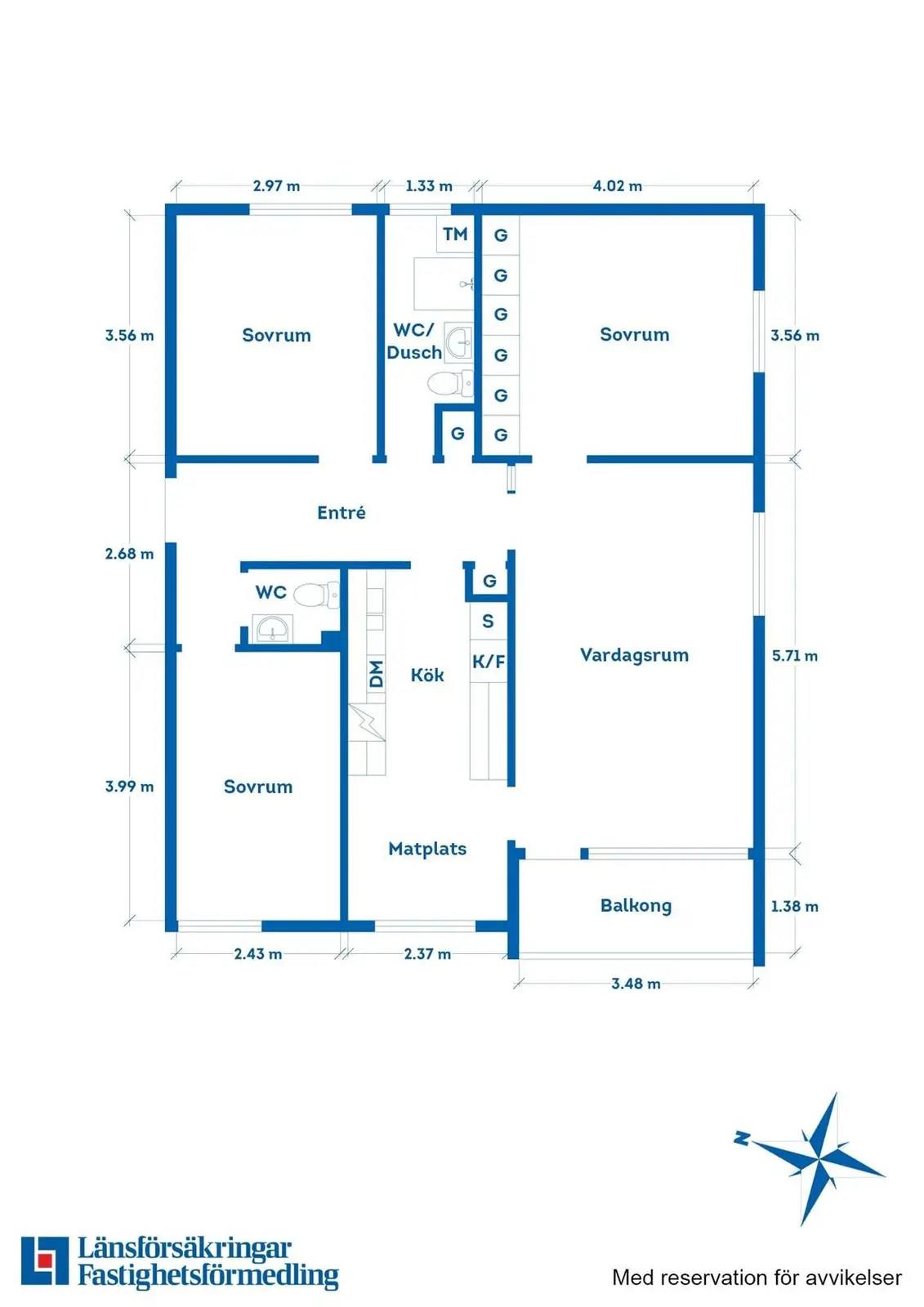 Floor plan for Mårten Skinnares gata 7C, 2 vån