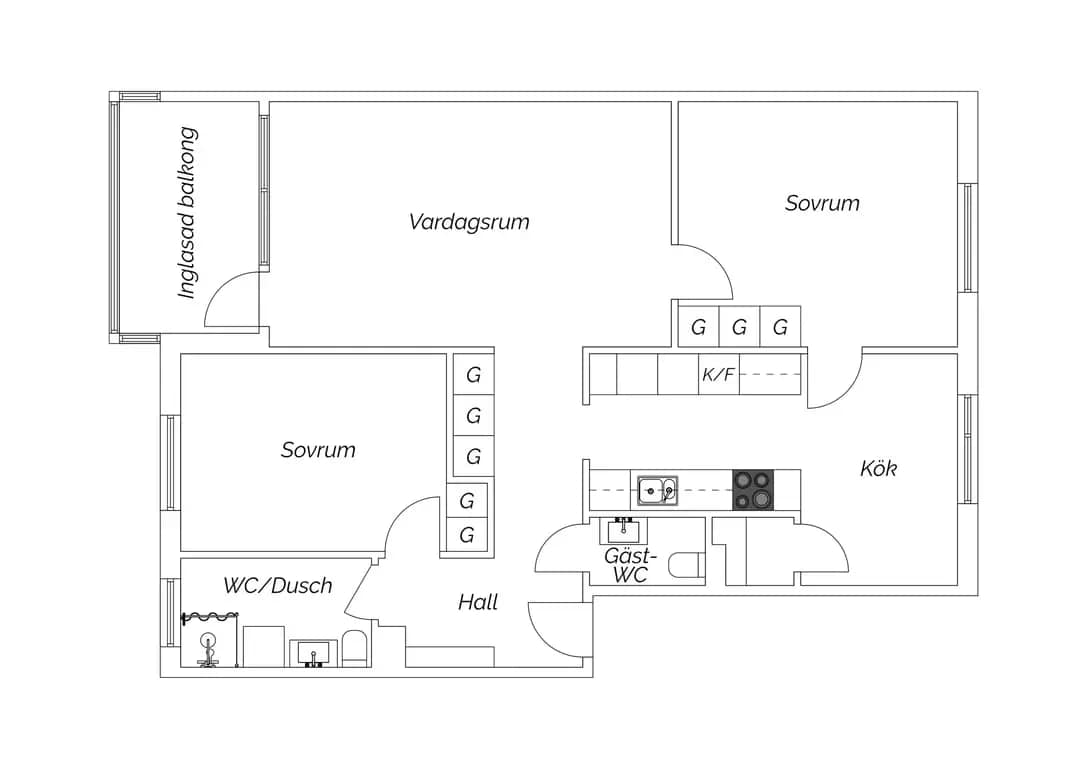 Floor plan for Prästgårdsvägen 1A