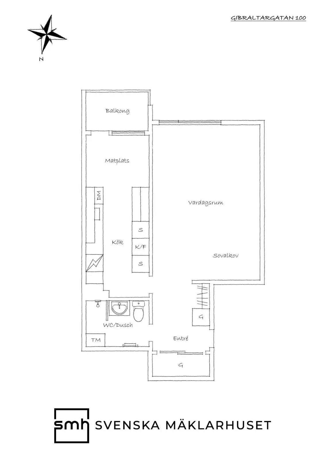Floor plan for Gibraltargatan 100