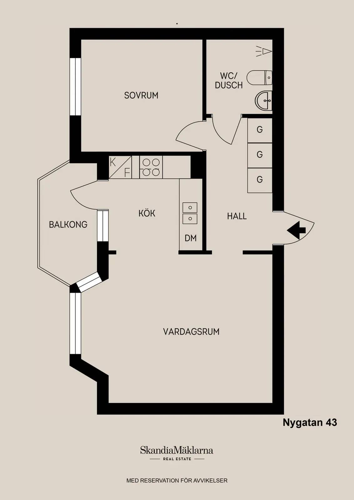 Floor plan for Nygatan 43