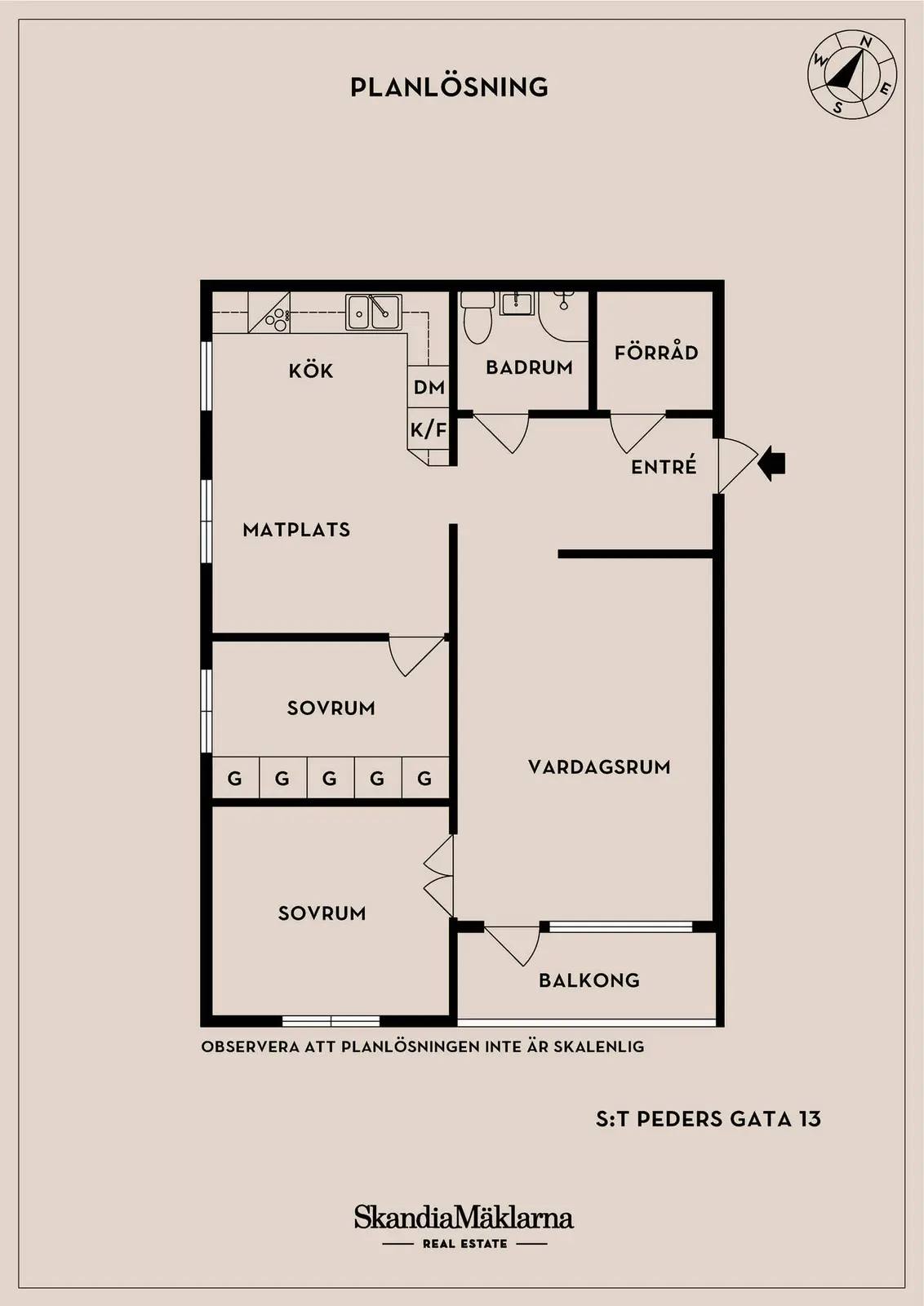 Floor plan for S:t Peders gata 13