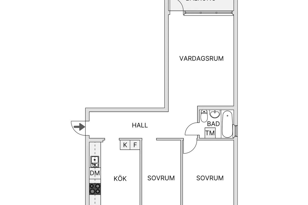 Planritning för Kruthornsvägen 3b