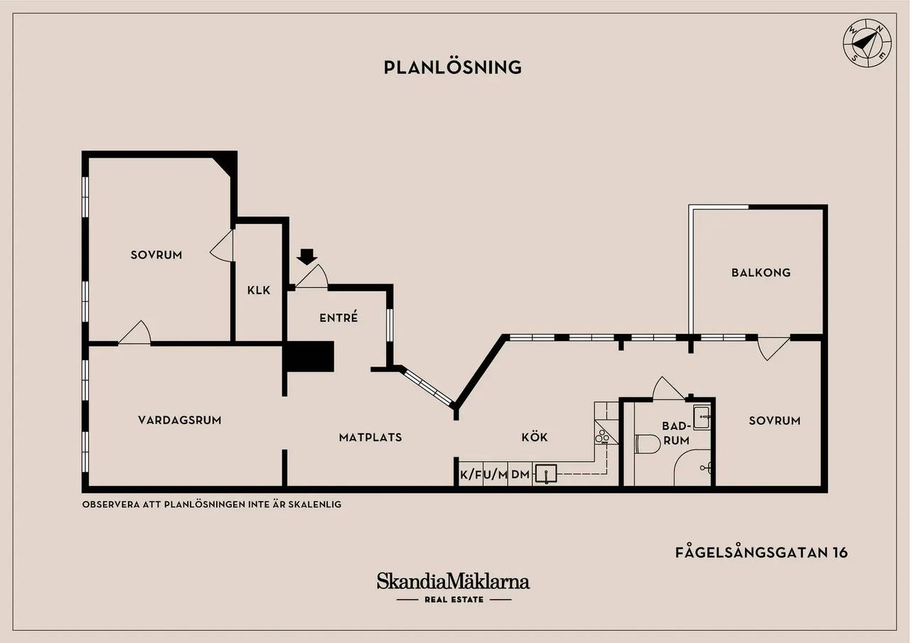 Floor plan for Fågelsångsgatan 16