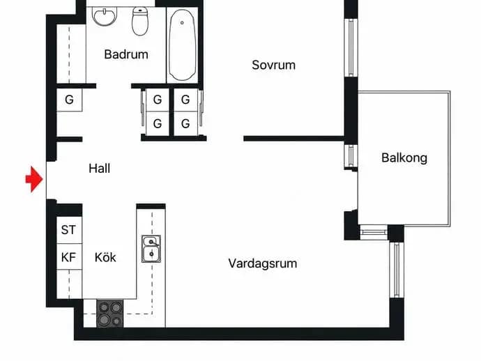 Planritning för Gulddragargränd 52