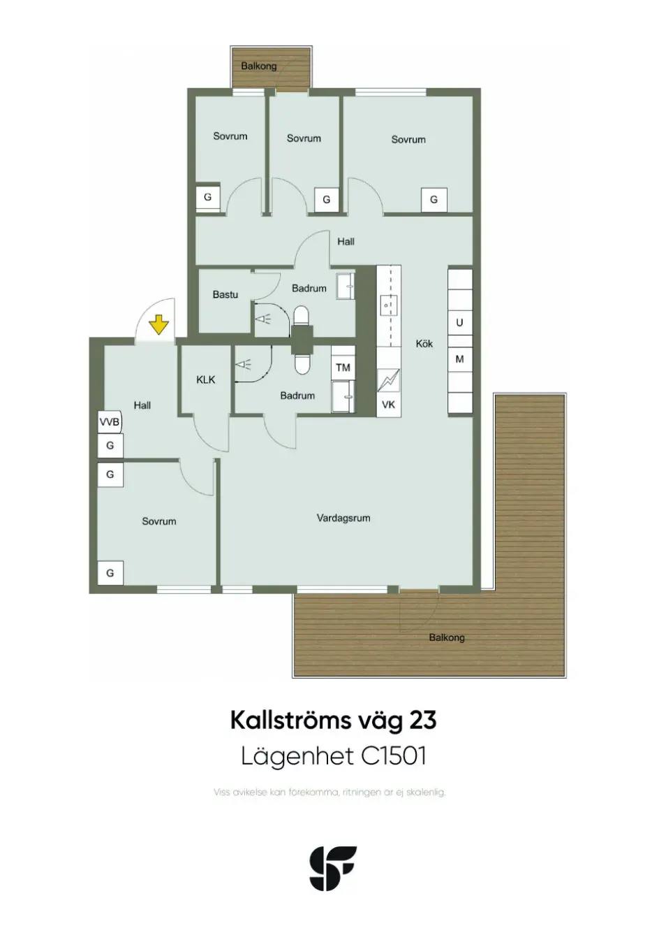 Planritning för Kallströms väg 23 lgh C1501