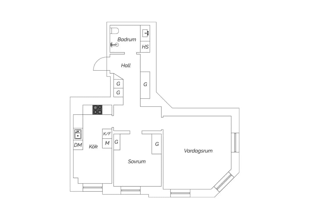Floor plan for Tulegatan 5B