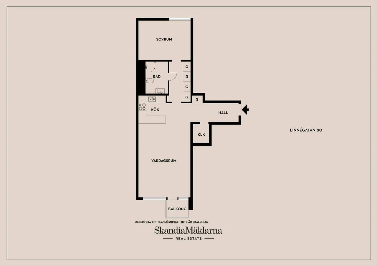 Floor plan for Linnégatan 80