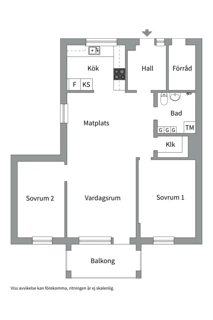 Planritning för Von Bahrs väg 22
