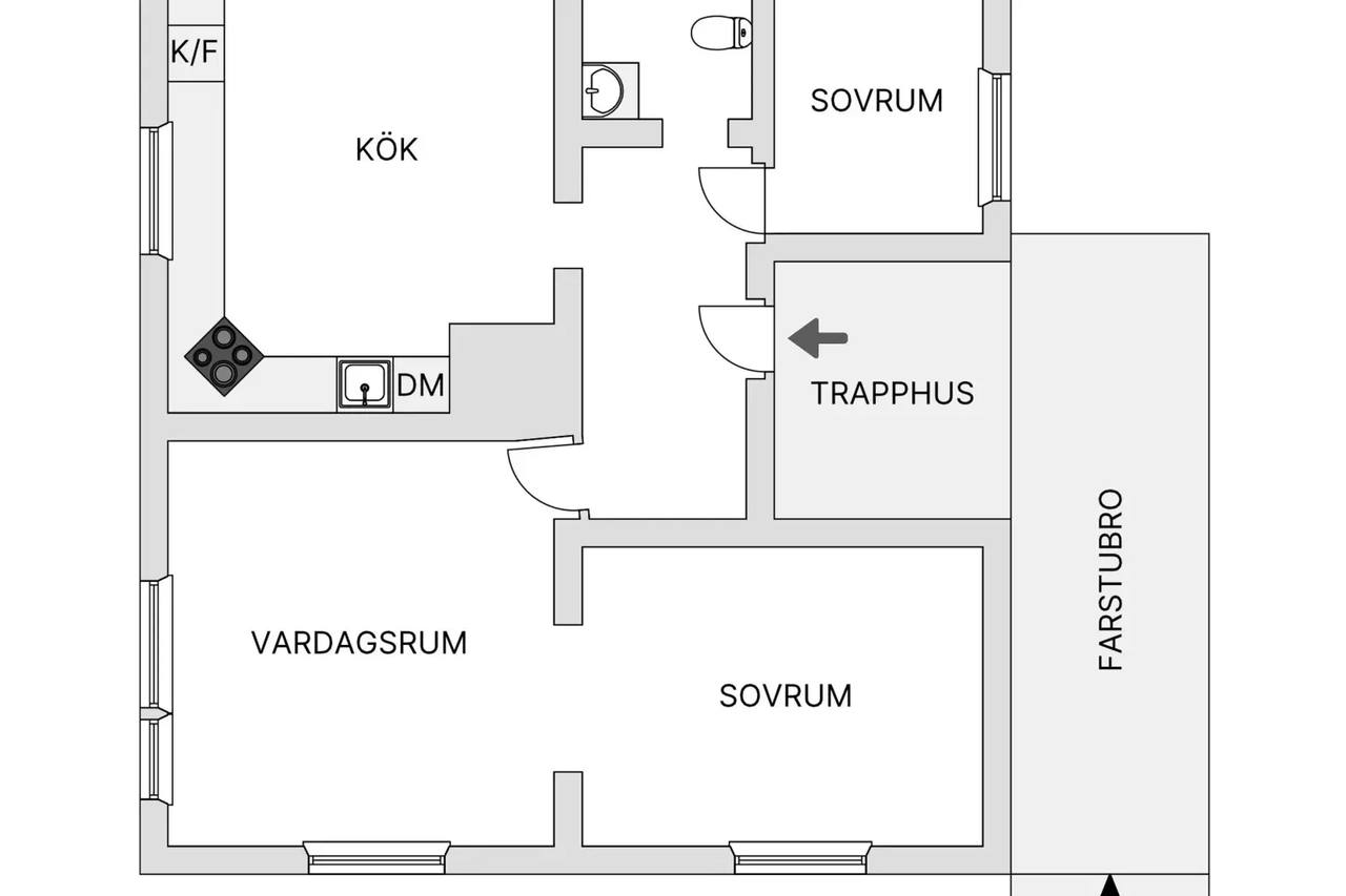 Planritning för Västra Holmgatan 8