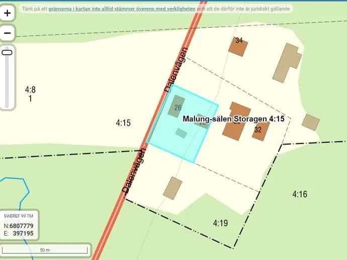 Planritning för Dalenvägen 26