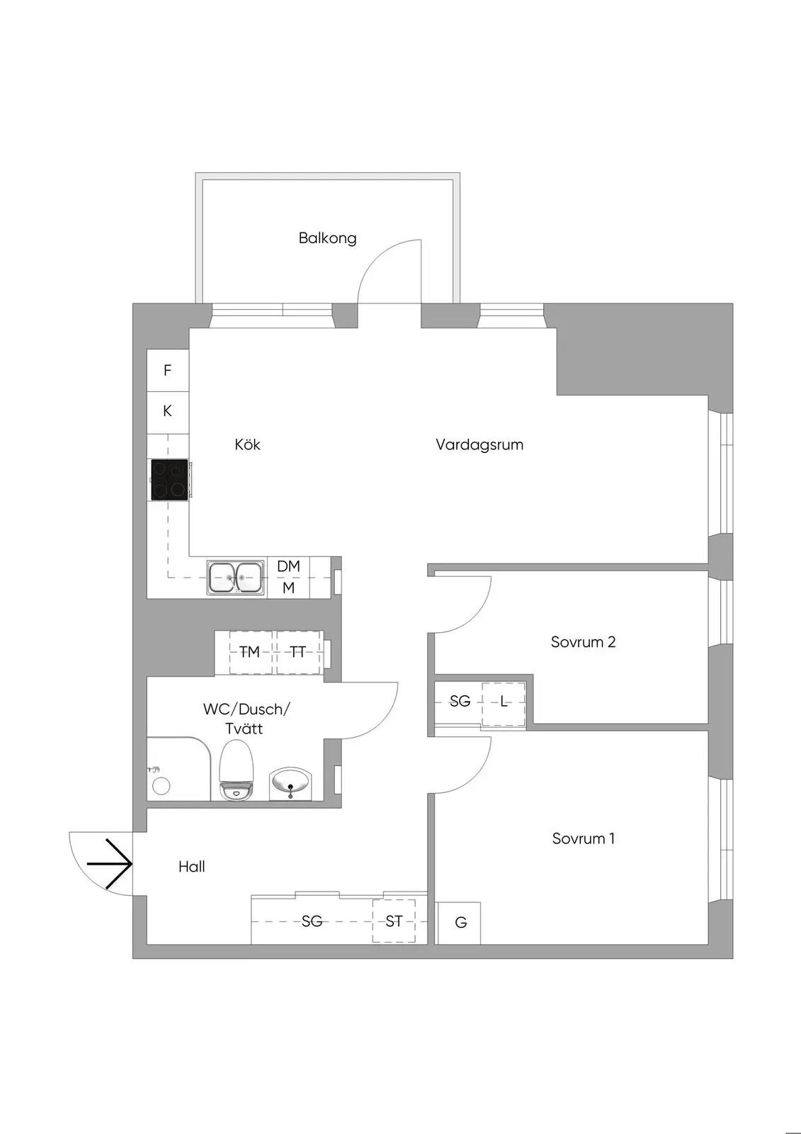 Floor plan for Grafiska vägen 4C