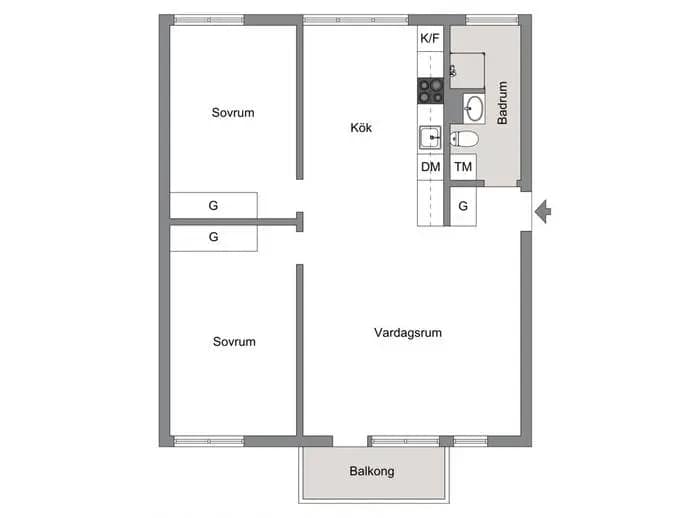 Planritning för Ljuskärrsvägen 18