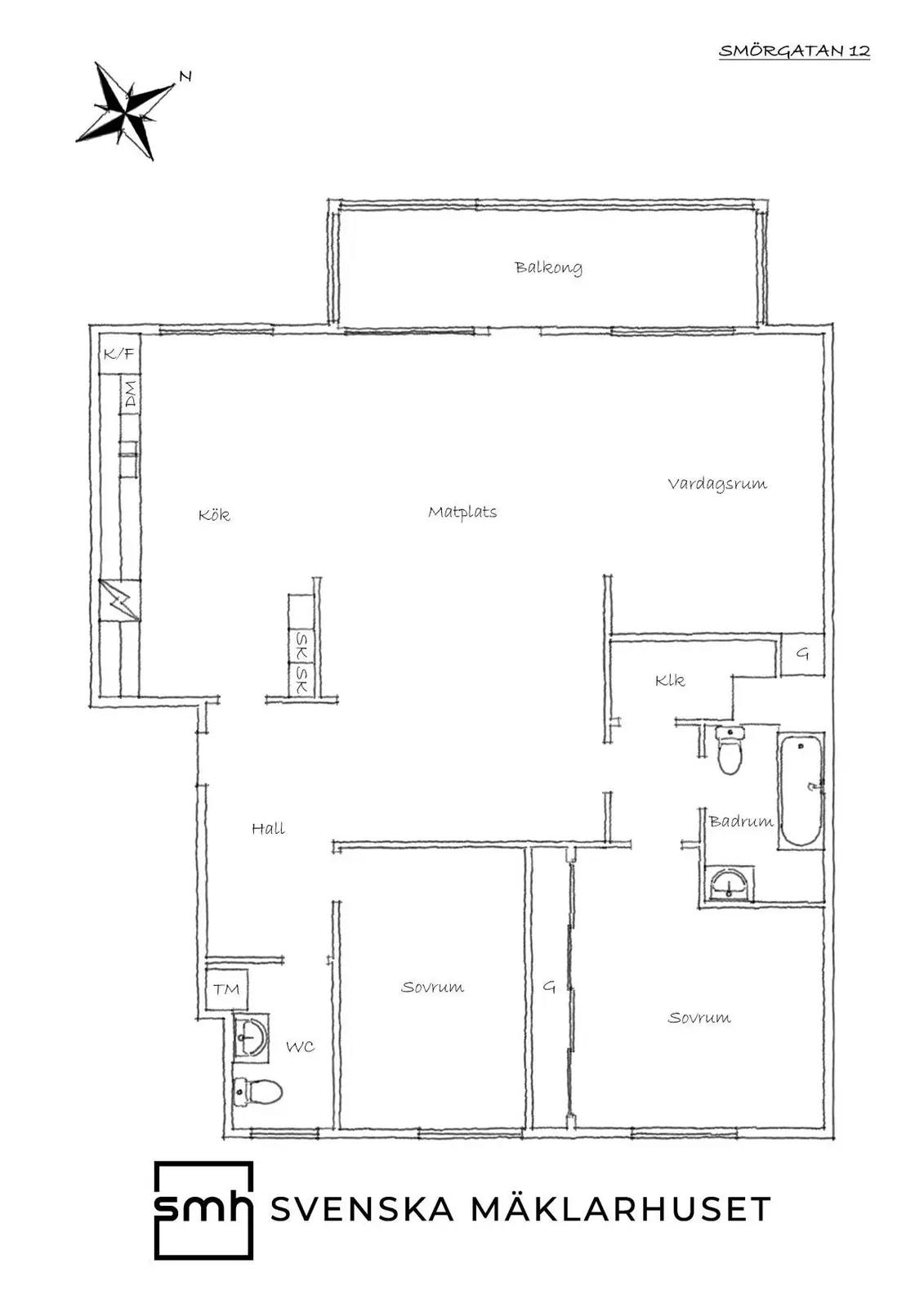 Floor plan for Smörgatan 12