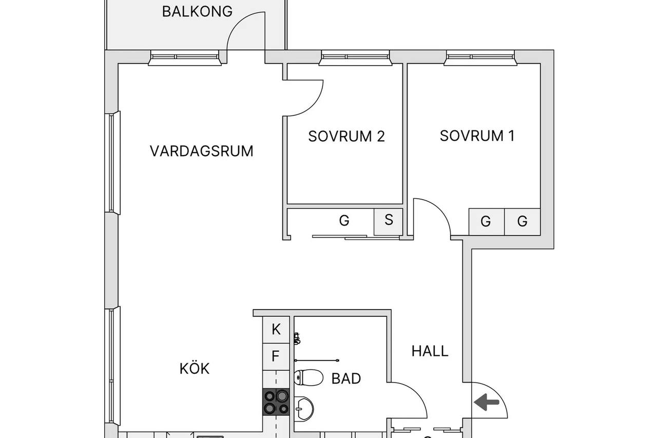 Planritning för Margaretha Krooks Gata 3