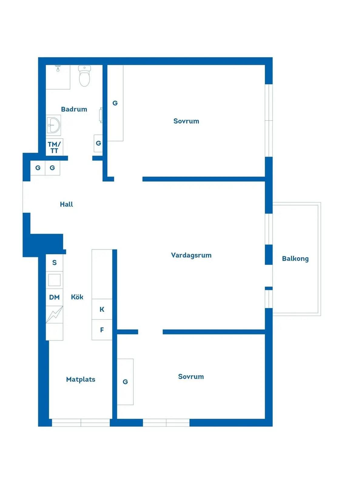 Planritning för Södra Köpmangatan 13D