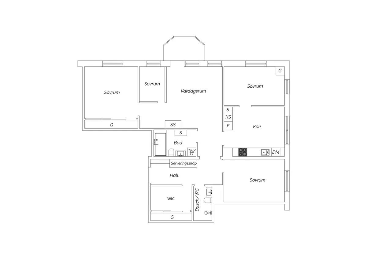 Floor plan for Fatburs Kvarngata 1, vån 6/6