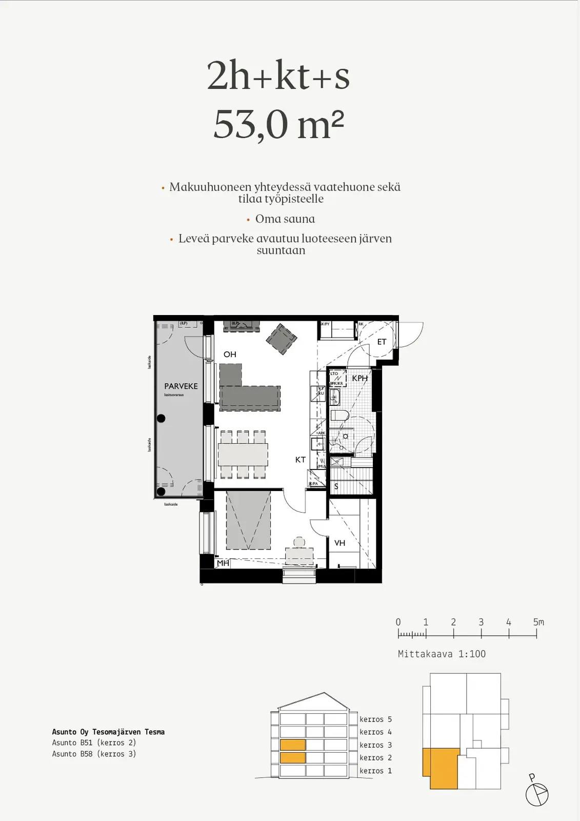 Floor plan for Raiskionkatu 15 B51