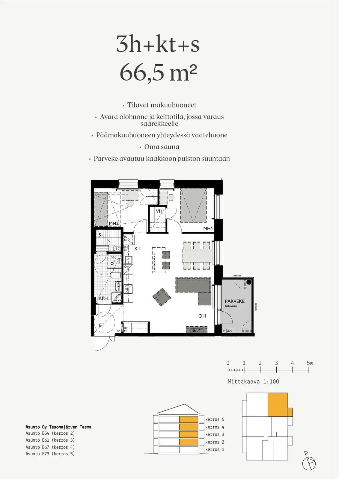Floor plan for Raiskionkatu 15 B61