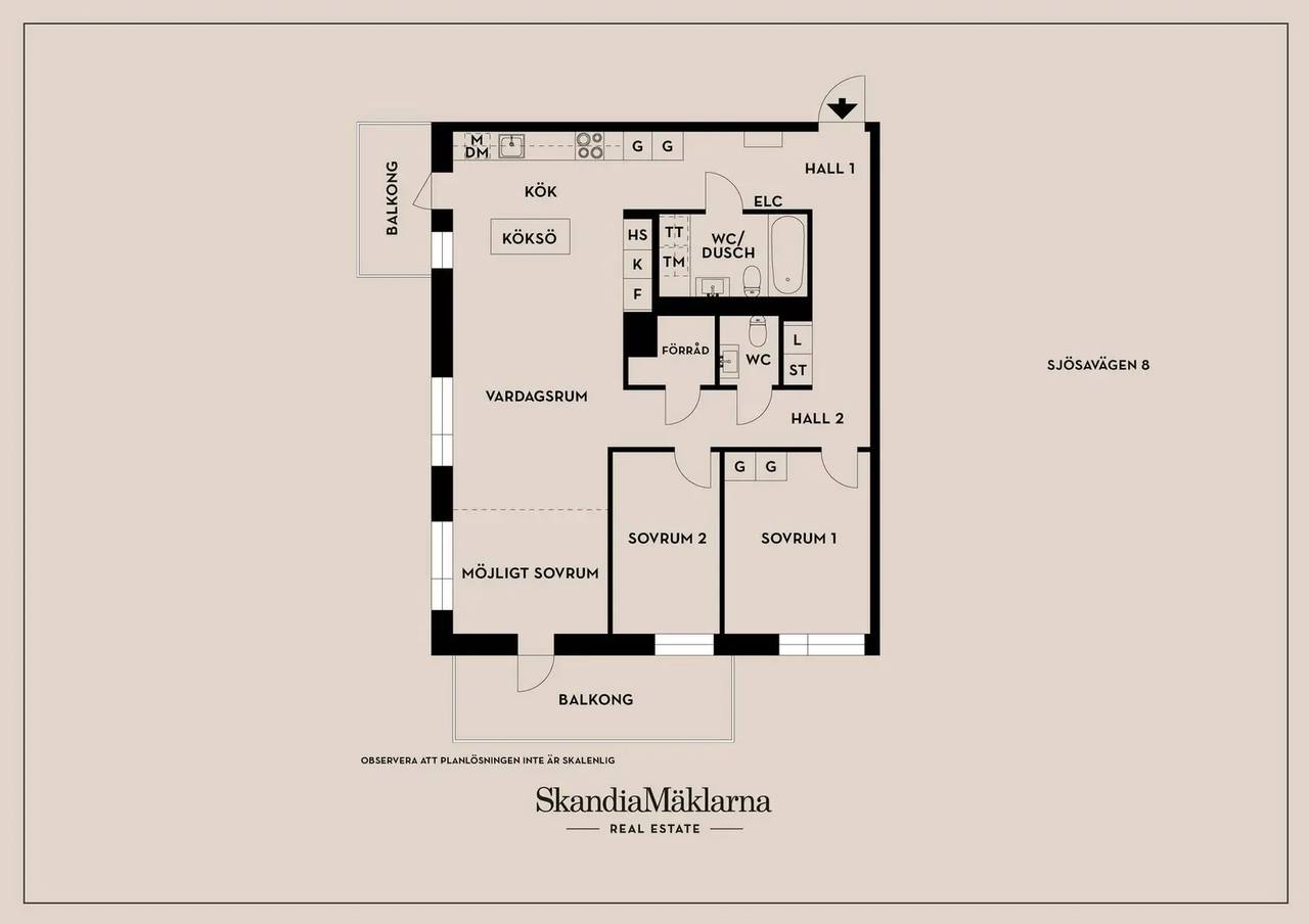 Floor plan for Sjösavägen 8