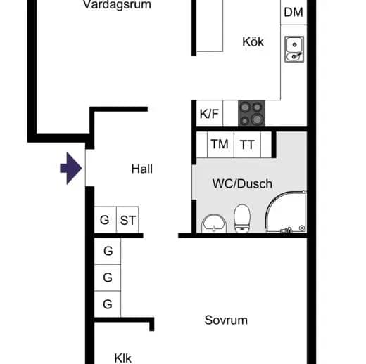 Floor plan for Vingårdsgatan 7, 1 tr!
