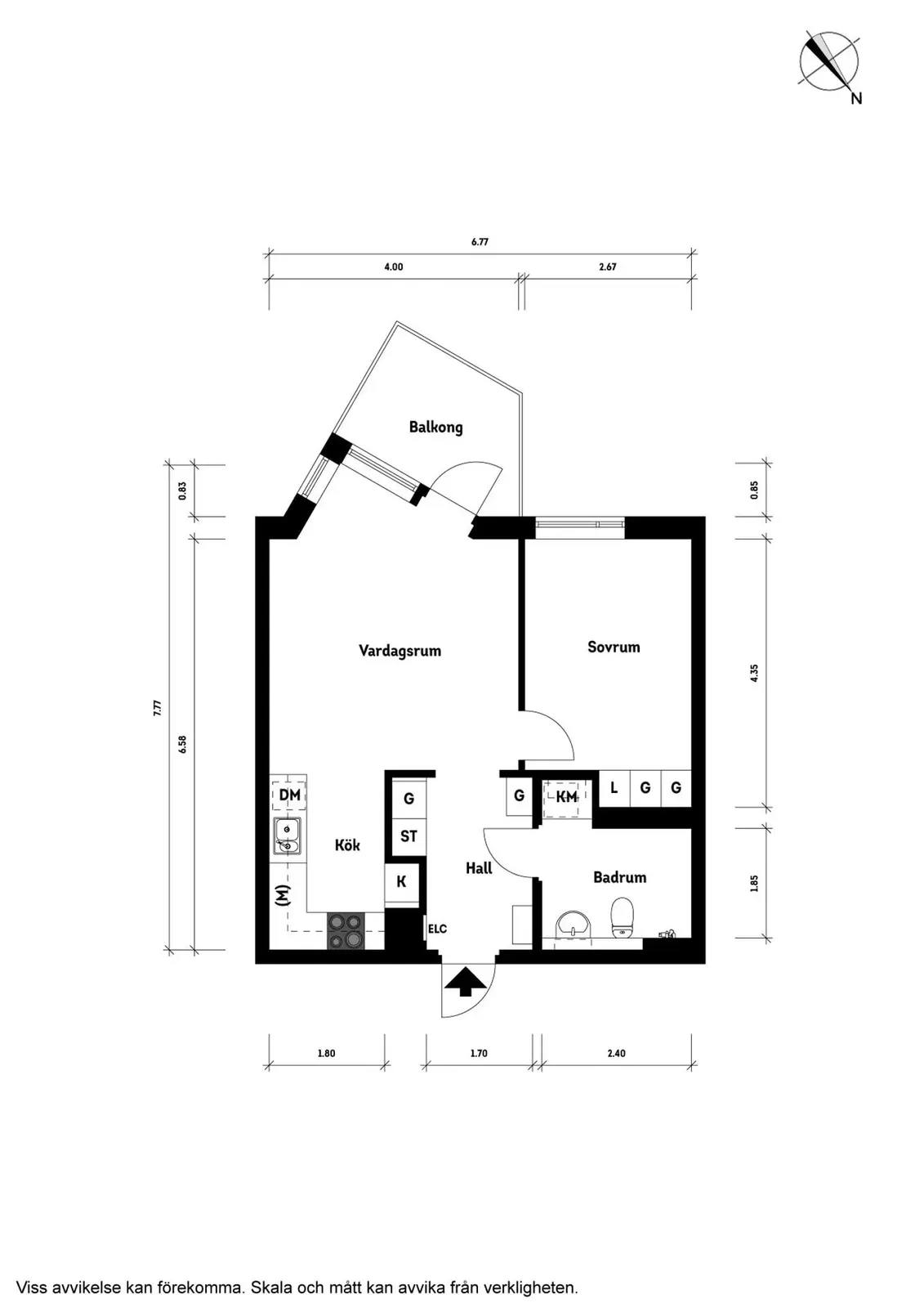 Planritning för Distansgatan 23 D Lgh 1403