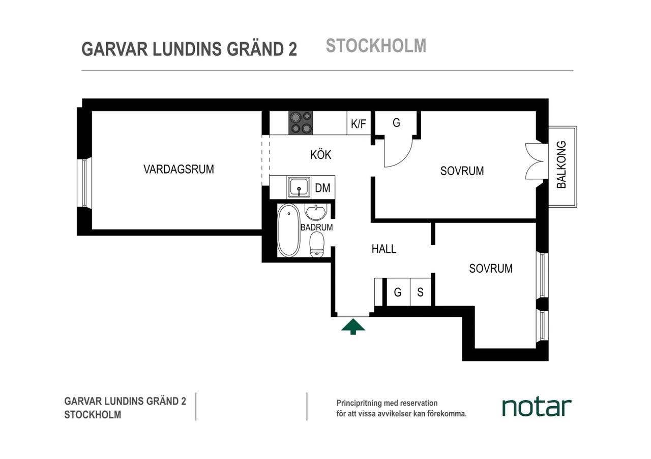 Floor plan for Garvar Lundins gränd 2, 1tr