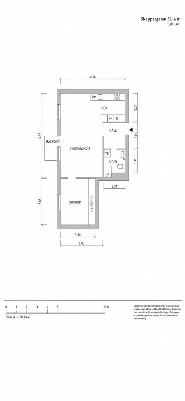 Floor plan for Skeppargatan 32