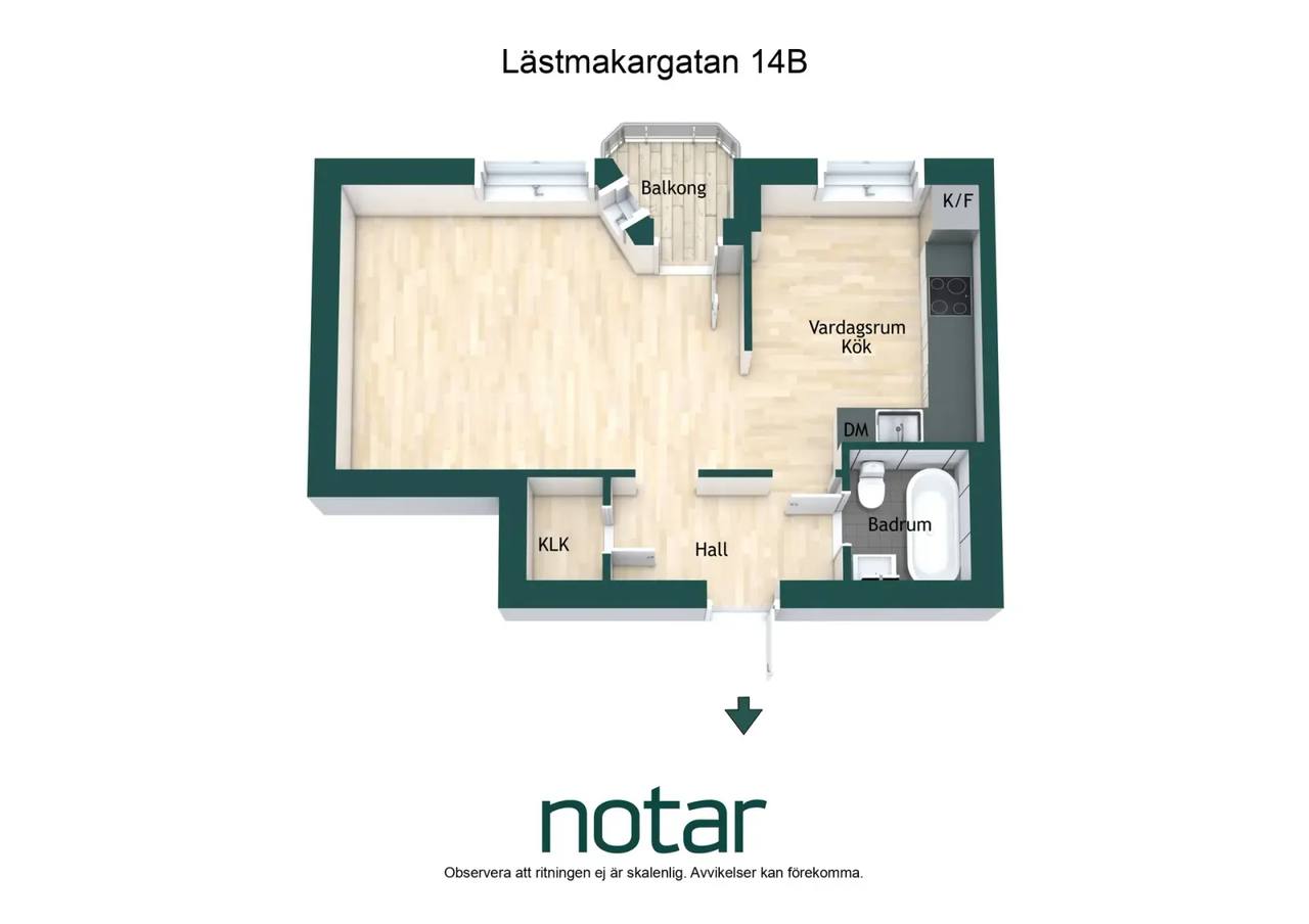 Floor plan for Lästmakargatan 14B